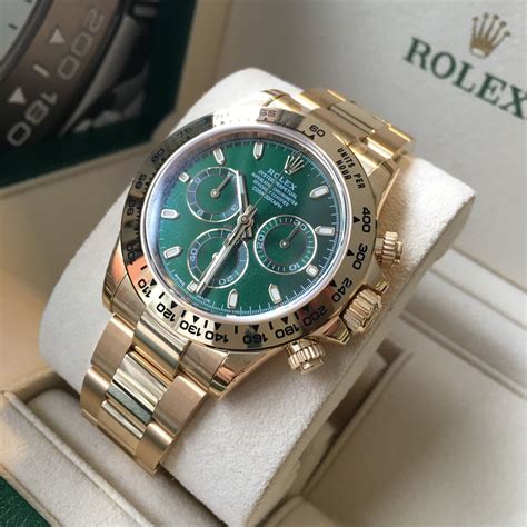 men's gold rolex green face|rolex daytona gold green dial.